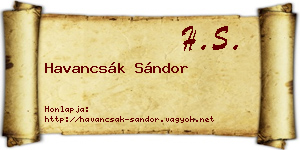 Havancsák Sándor névjegykártya