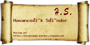 Havancsák Sándor névjegykártya
